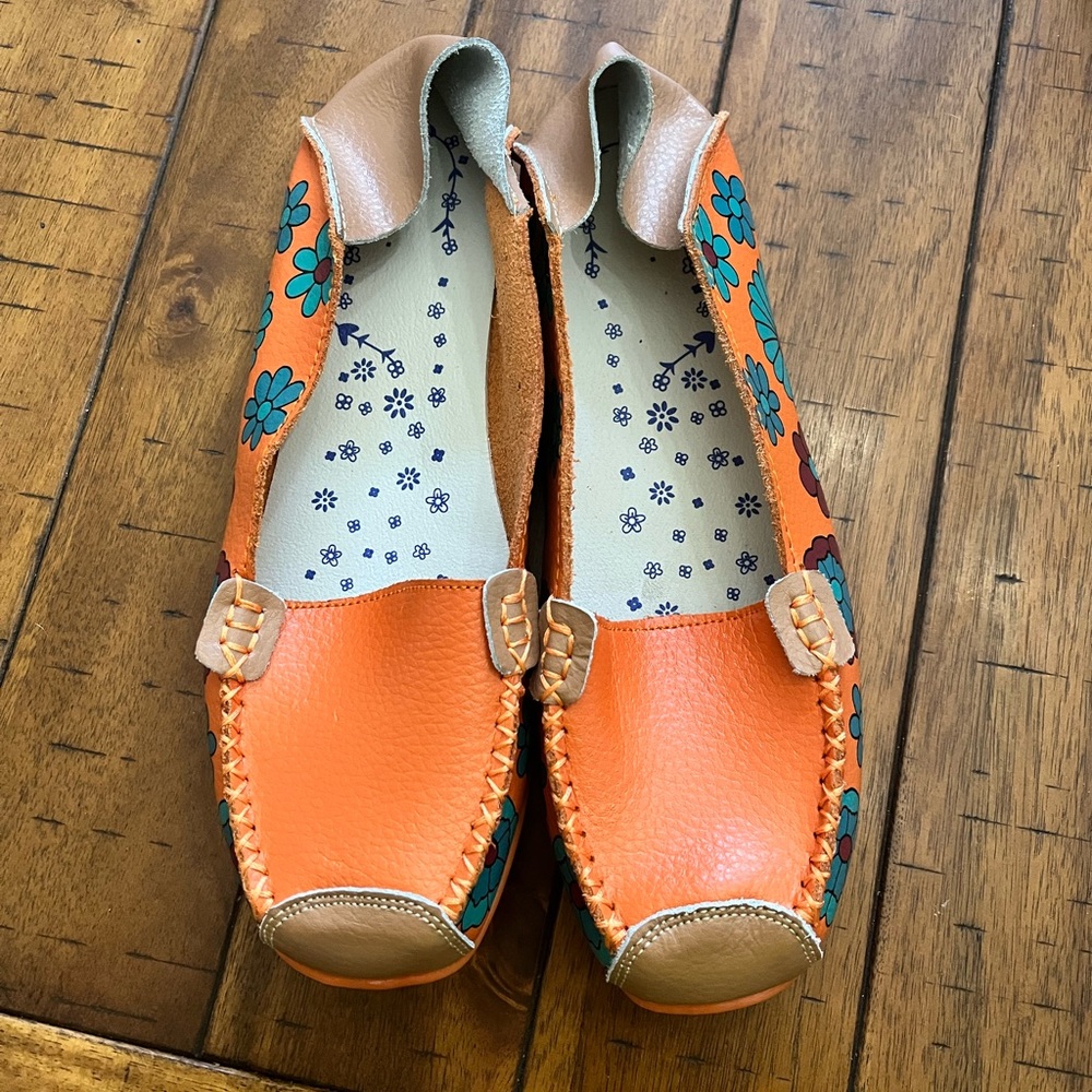 Remote control sole leather driving loafers, Sz 7.5
